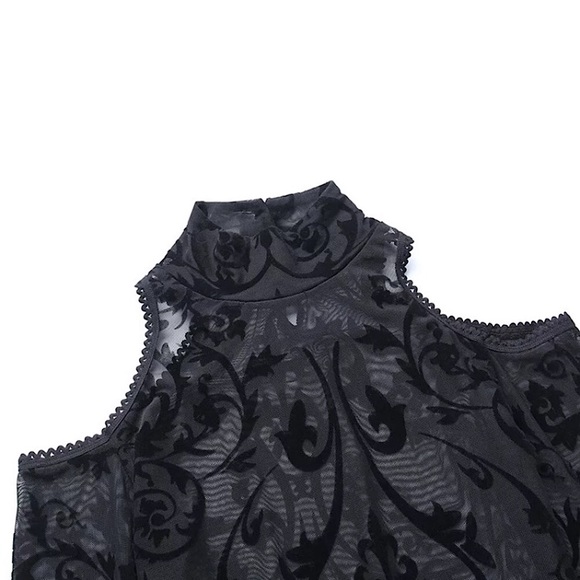 Black cold shoulder flare sleeve bodysuit - Picture 6 of 15